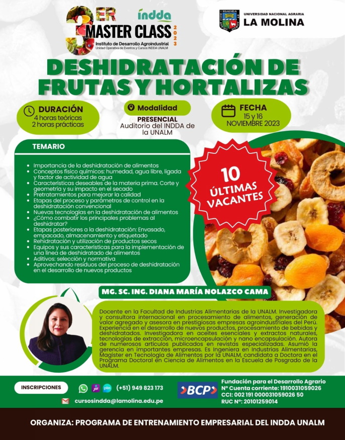 CURSO DESHIDRATACIÓN DE FRUTAS Y HORTALIZAS
