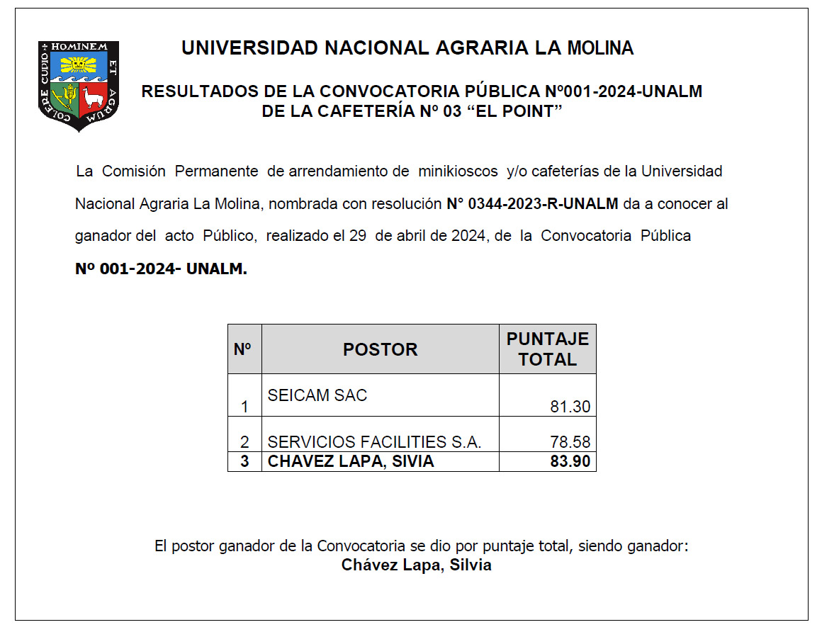 convocatoria cafeteria el point
